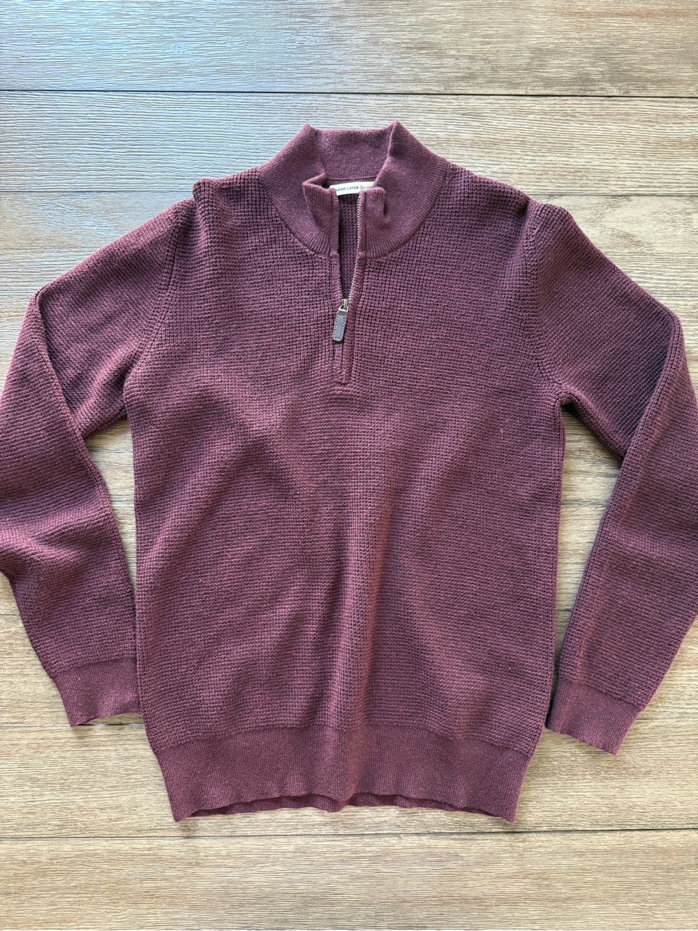 Marine Layer - Men’s Burgundy Quarter Zip Knit Sweater